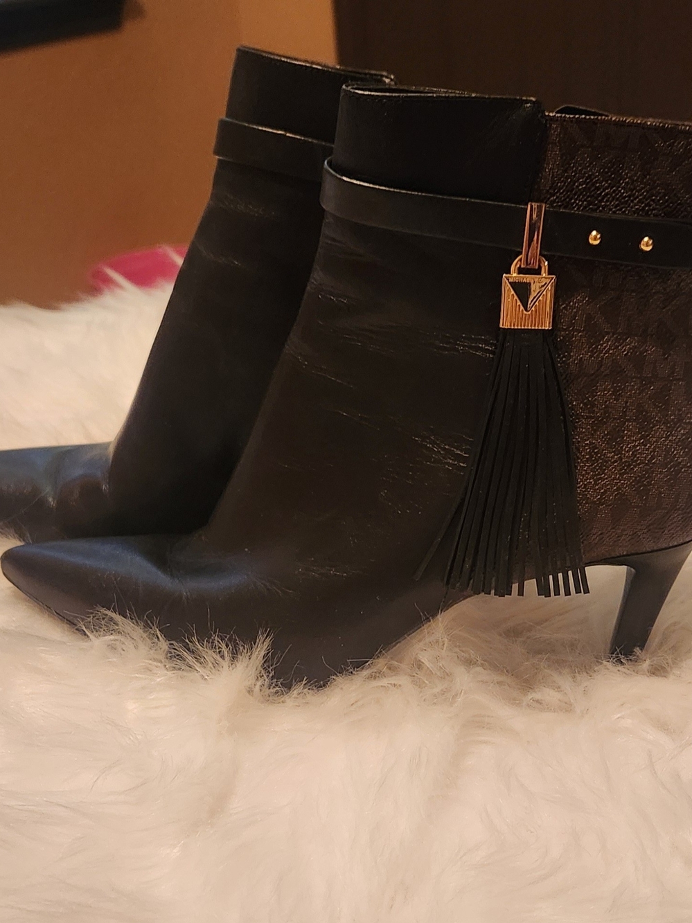 Michael Kors Black Tassel Heeled Ankle Boots